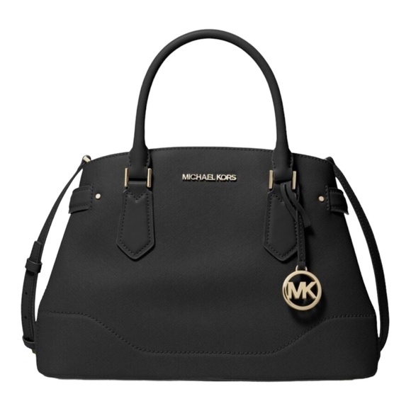 MICHAEL KORS LYNN MK Signature LG EW Satchel Bag Black 38S1CNKS7L See Condition - Picture 1 of 12